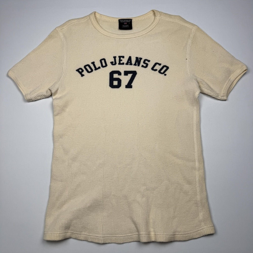 Vintage Polo Jeans Co Ralph Lauren Shirt Mens Medium White Thermal 67 Tee Waffle